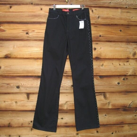 NWT Black Boot Cut Long Rhinestone Jeans - Picture 2 of 8